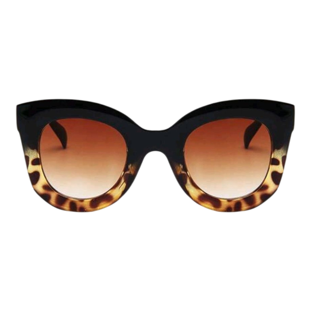 Brown and Black Oversized Cat-Eye Sunglasses